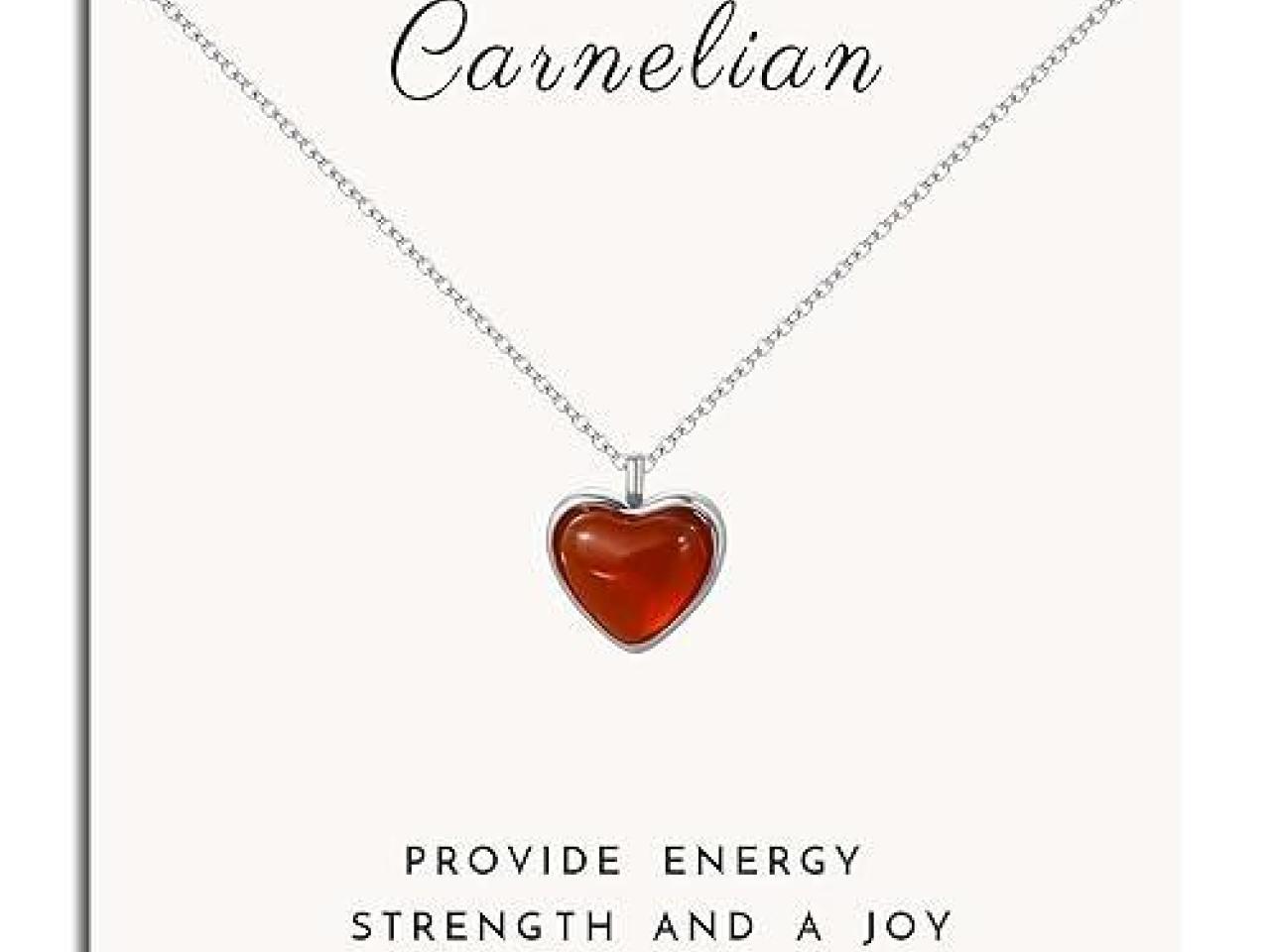 SmileBelle Red Heart Necklace Carnelian...